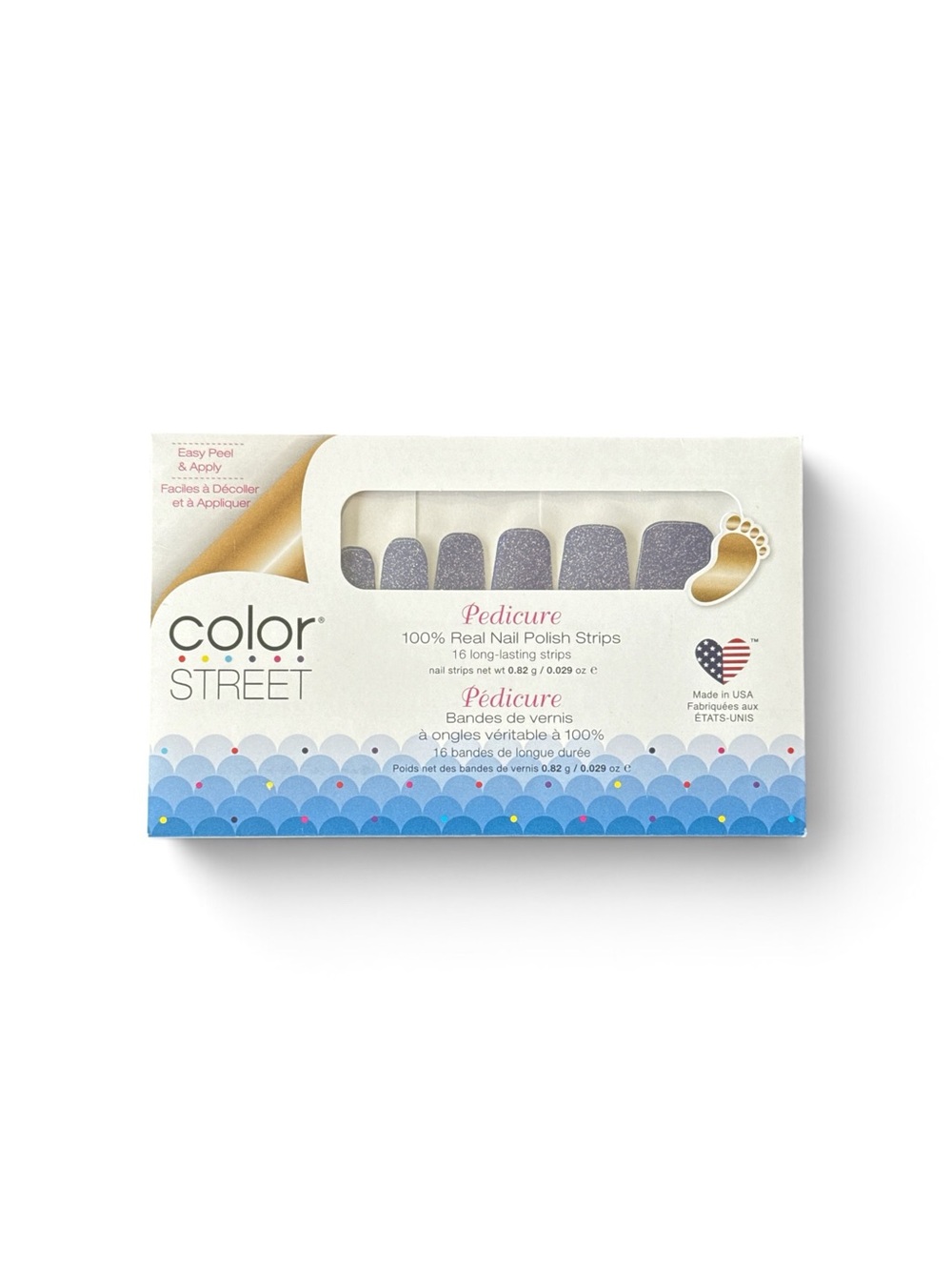 Color Street Good Night Pedicure Nail Strips – Shimmery Gray